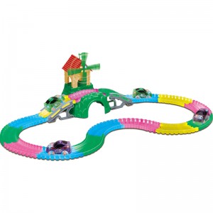 Train track incandescente nel buio - Traccia i giocattoli